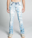 AJ28SK LIGHT BLUE/WHITE PAINT STACKED JEANS - Wear with style