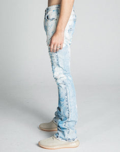 AJ28SK LIGHT BLUE/WHITE PAINT STACKED JEANS - Wear with style