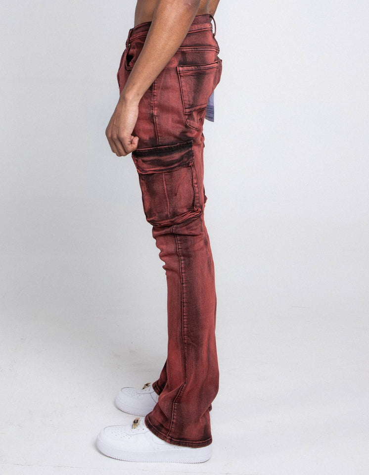 AJ29SK GREY/WHITE WASH STACKED CARGO JEANS - Wear with style
