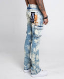 AJ29SK GREY/WHITE WASH STACKED CARGO JEANS - Wear with style