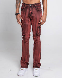AJ29SK GREY/WHITE WASH STACKED CARGO JEANS - Wear with style