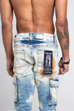 AJ29SK GREY/WHITE WASH STACKED CARGO JEANS - Wear with style