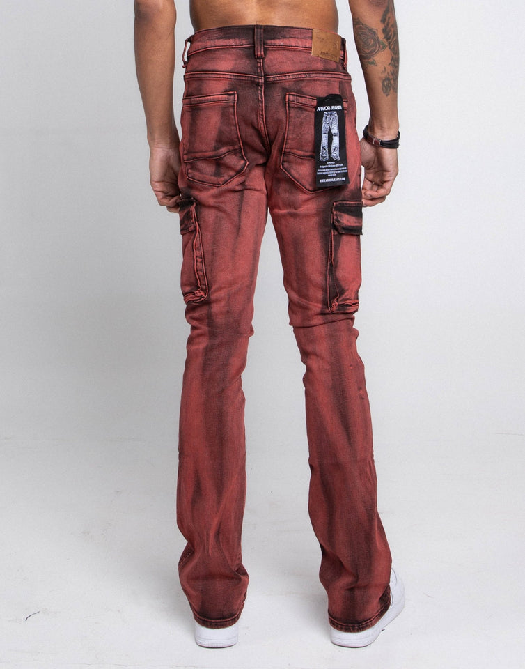 AJ29SK GREY/WHITE WASH STACKED CARGO JEANS - Wear with style