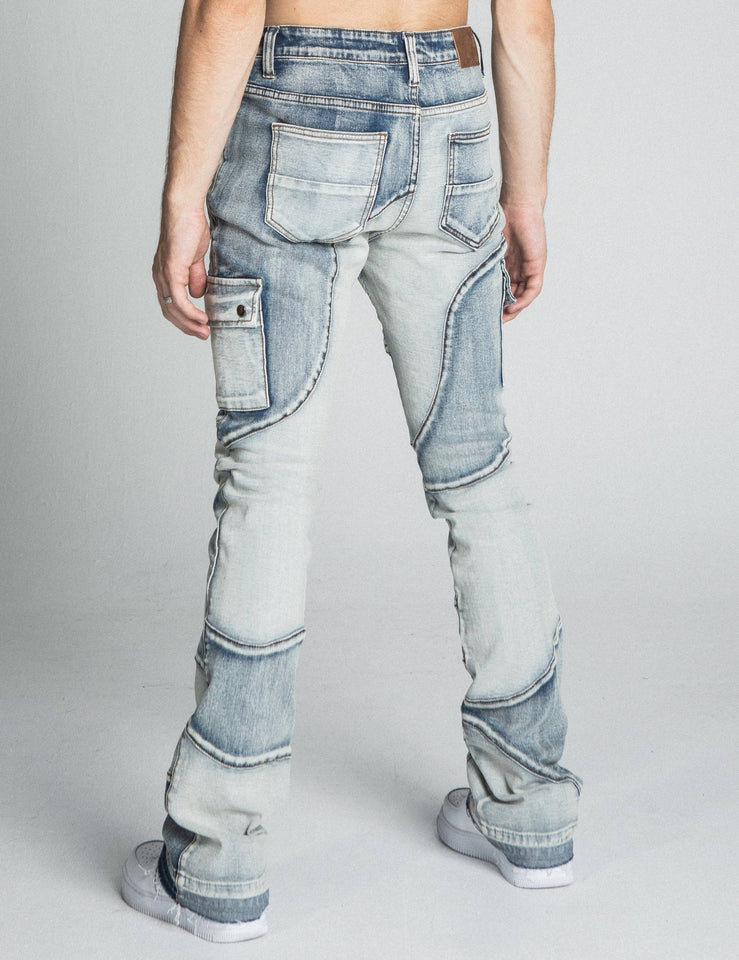 AJ40SK COLOR BLOCK STACKED JEANS - Wear with style