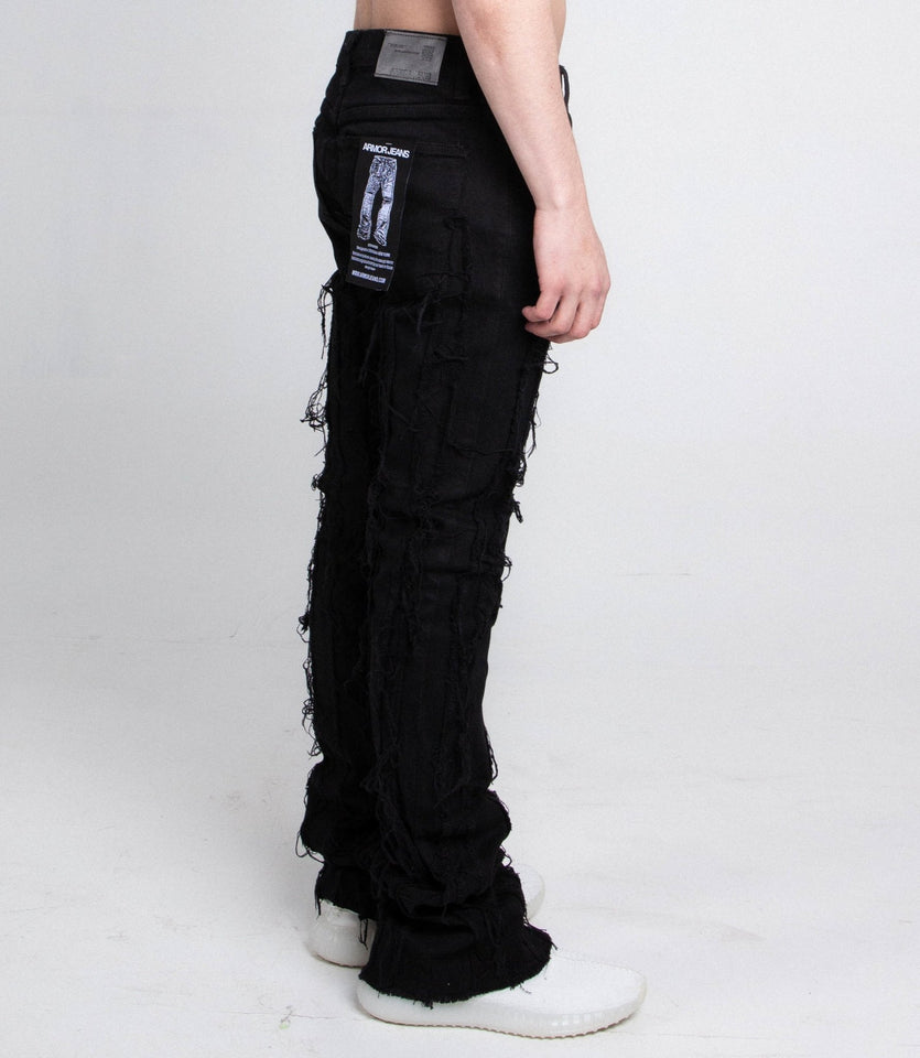 AJ672SK VERTICAL FRAYED STACKED JEANS - Wear with style