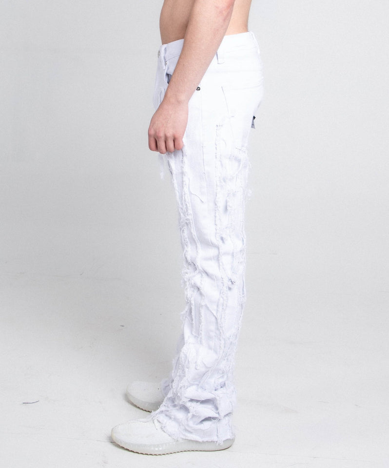 AJ672SK VERTICAL FRAYED STACKED JEANS - Wear with style