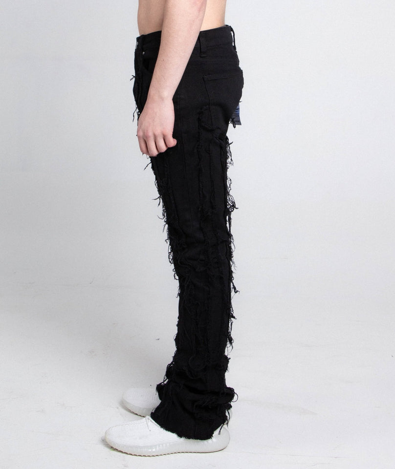 AJ672SK VERTICAL FRAYED STACKED JEANS - Wear with style