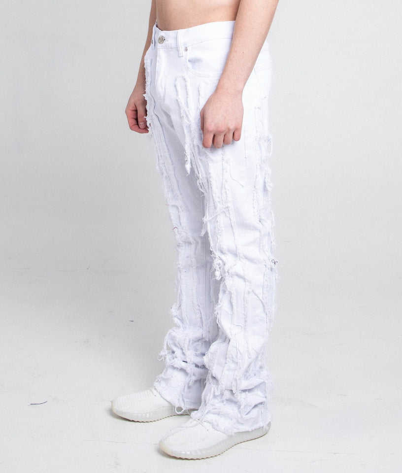 AJ672SK VERTICAL FRAYED STACKED JEANS - Wear with style