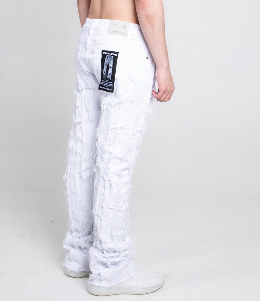 AJ672SK VERTICAL FRAYED STACKED JEANS - Wear with style