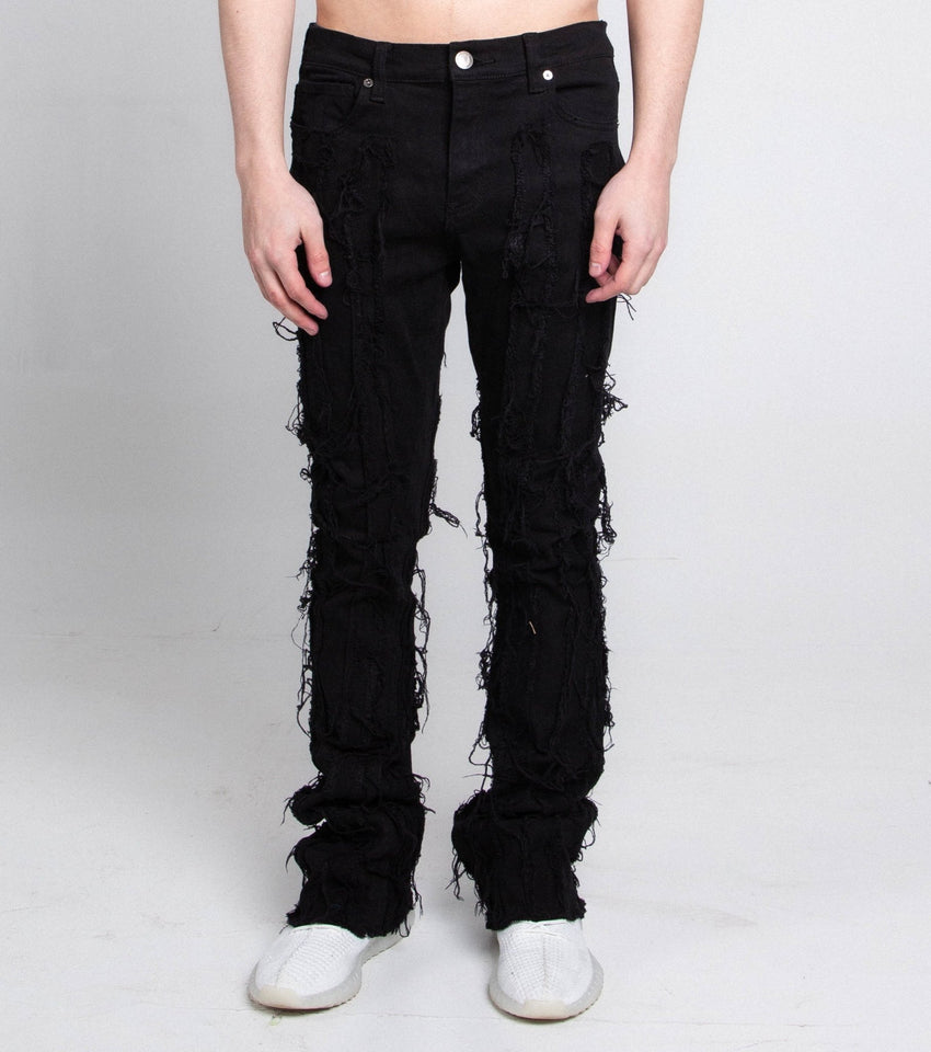 AJ672SK VERTICAL FRAYED STACKED JEANS - Wear with style