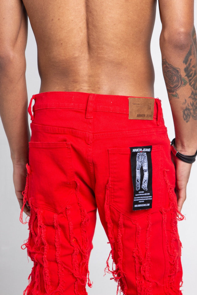 AJ672SK VERTICAL FRAYED STACKED JEANS - Wear with style