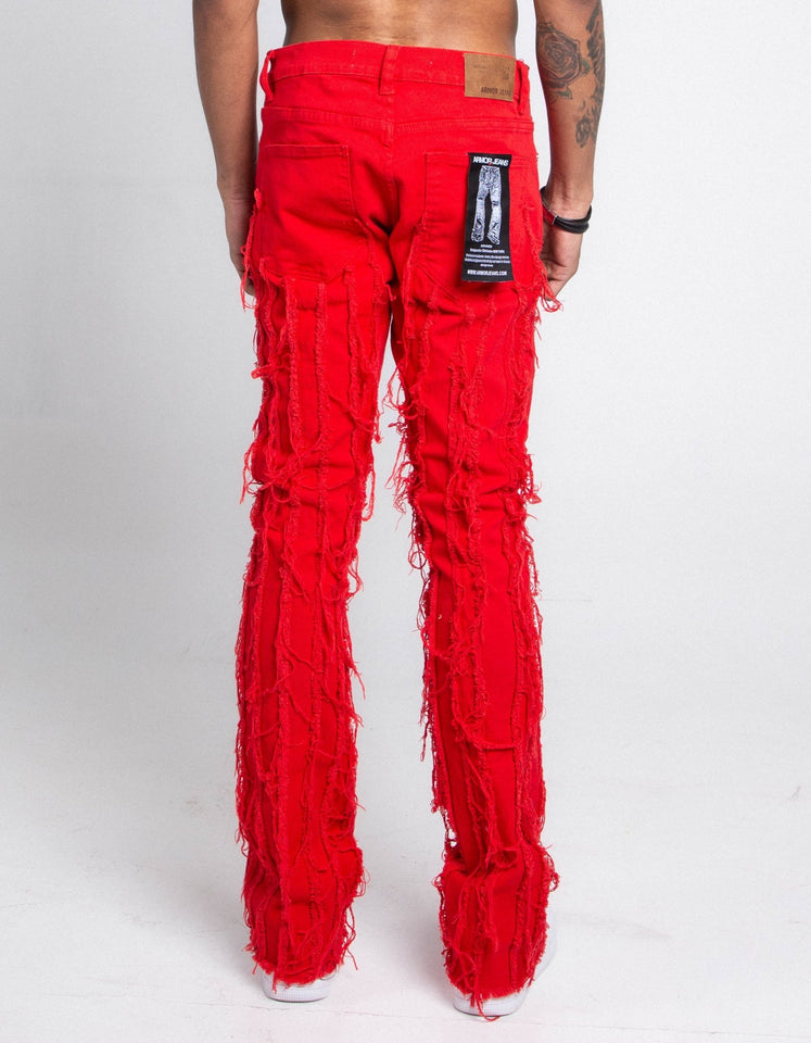 AJ672SK VERTICAL FRAYED STACKED JEANS - Wear with style