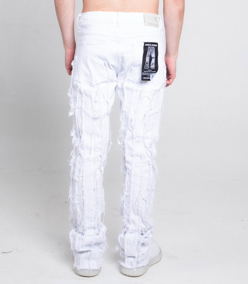 AJ672SK VERTICAL FRAYED STACKED JEANS - Wear with style