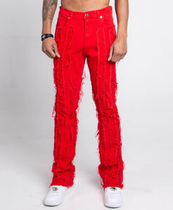 AJ672SK VERTICAL FRAYED STACKED JEANS - Wear with style