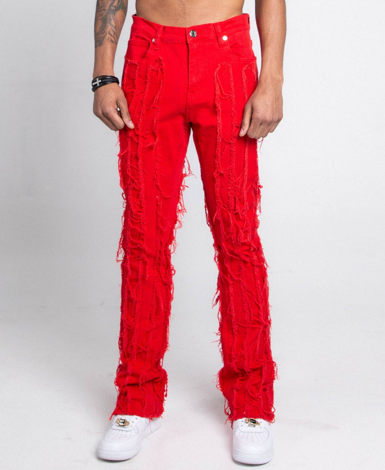 AJ672SK VERTICAL FRAYED STACKED JEANS - Wear with style