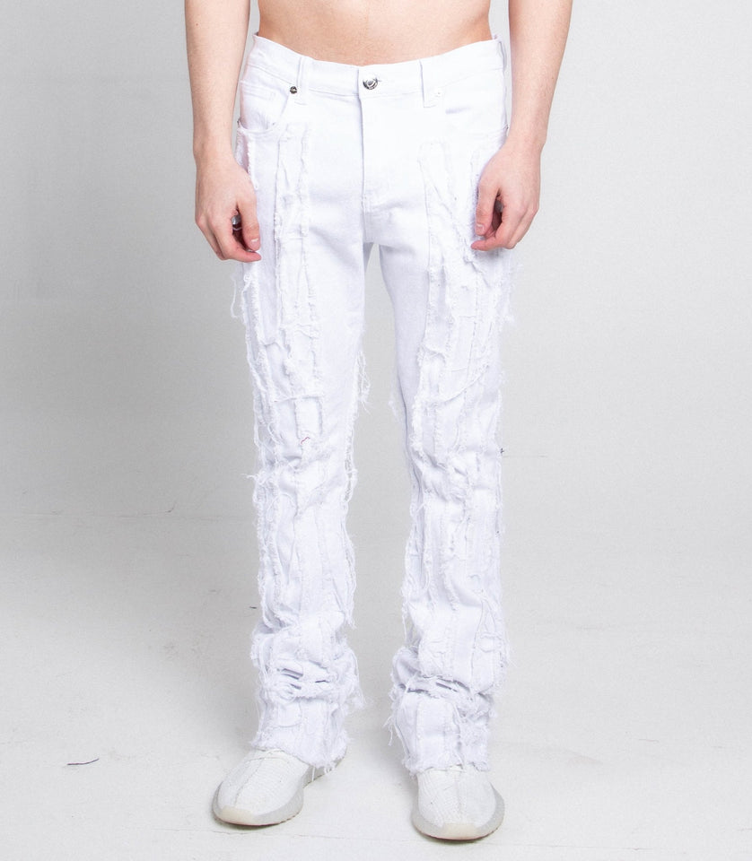 AJ672SK VERTICAL FRAYED STACKED JEANS - Wear with style