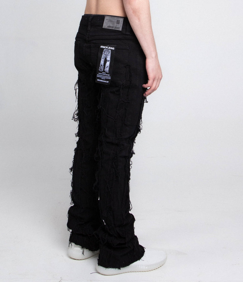 AJ672SK VERTICAL FRAYED STACKED JEANS - Wear with style