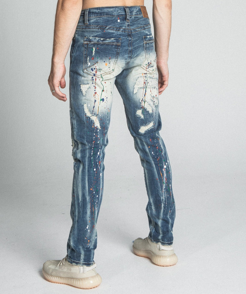 AJ738SL - 1 SPLASH PAINT VINTAGE SLIM JEANS - Wear with style