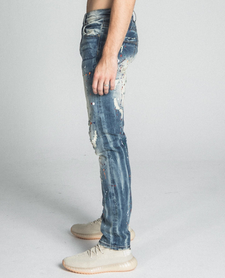 AJ738SL - 1 SPLASH PAINT VINTAGE SLIM JEANS - Wear with style