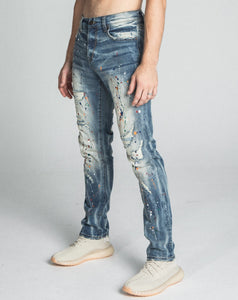 AJ738SL - 1 SPLASH PAINT VINTAGE SLIM JEANS - Wear with style