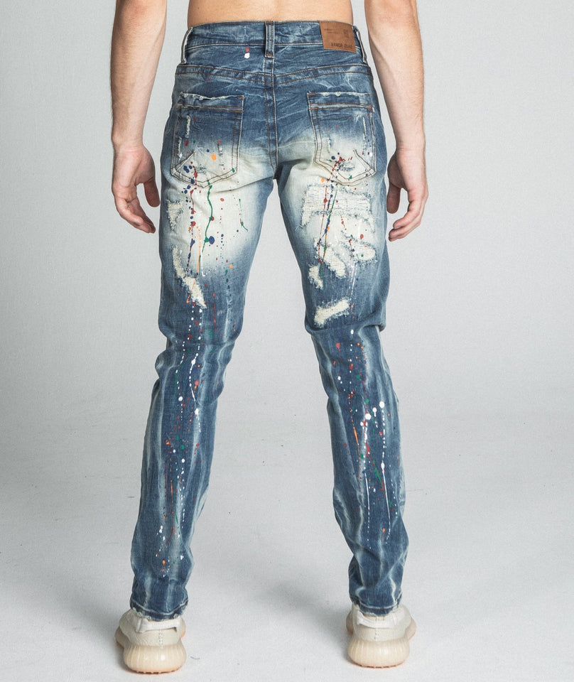 AJ738SL - 1 SPLASH PAINT VINTAGE SLIM JEANS - Wear with style