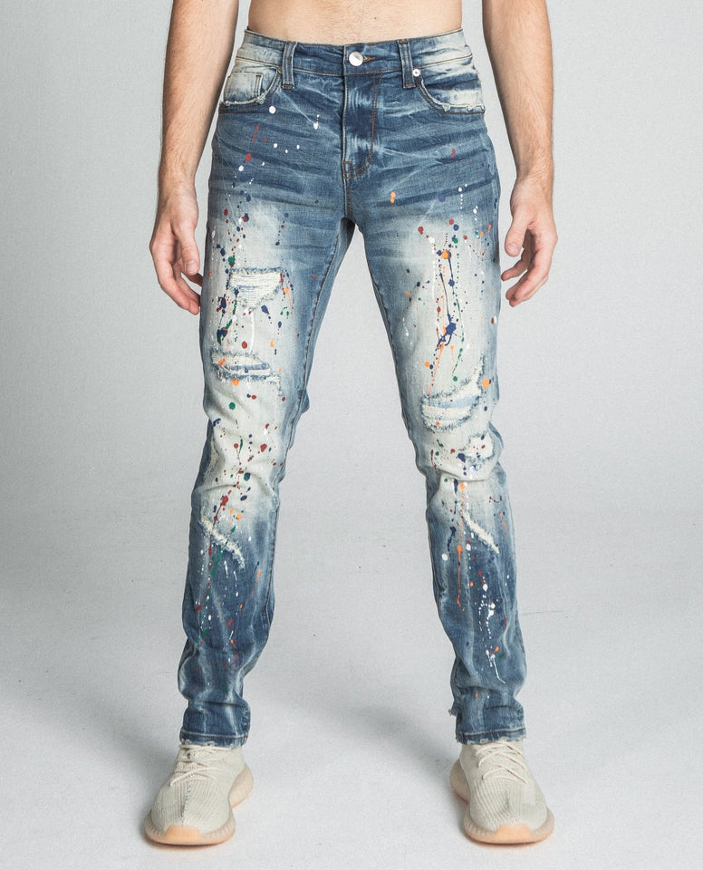 AJ738SL - 1 SPLASH PAINT VINTAGE SLIM JEANS - Wear with style