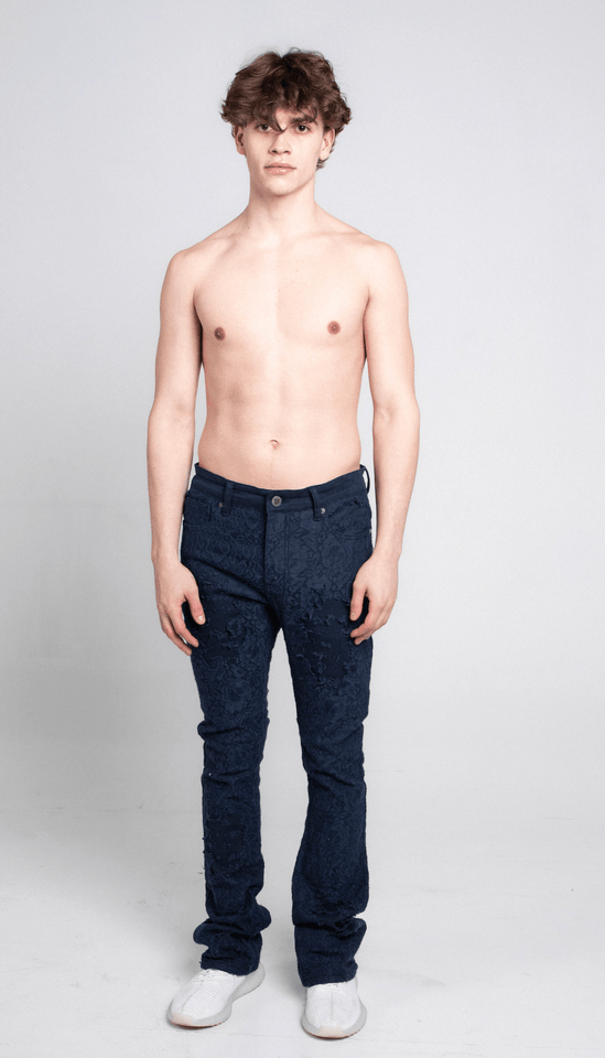 AJS692 LACE LAYERS STACKED JEANS - Wear with style