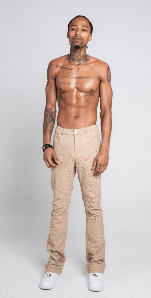 AJS692 LACE LAYERS STACKED JEANS - Wear with style
