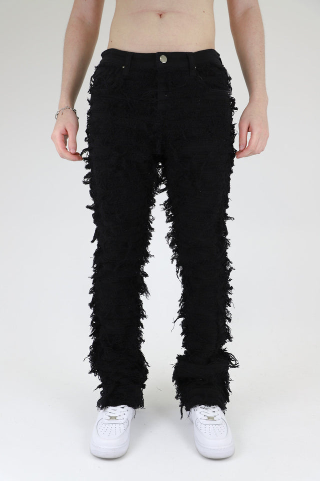 AJS693 EXTREME FRAYED STACKED JEANS - Wear with style