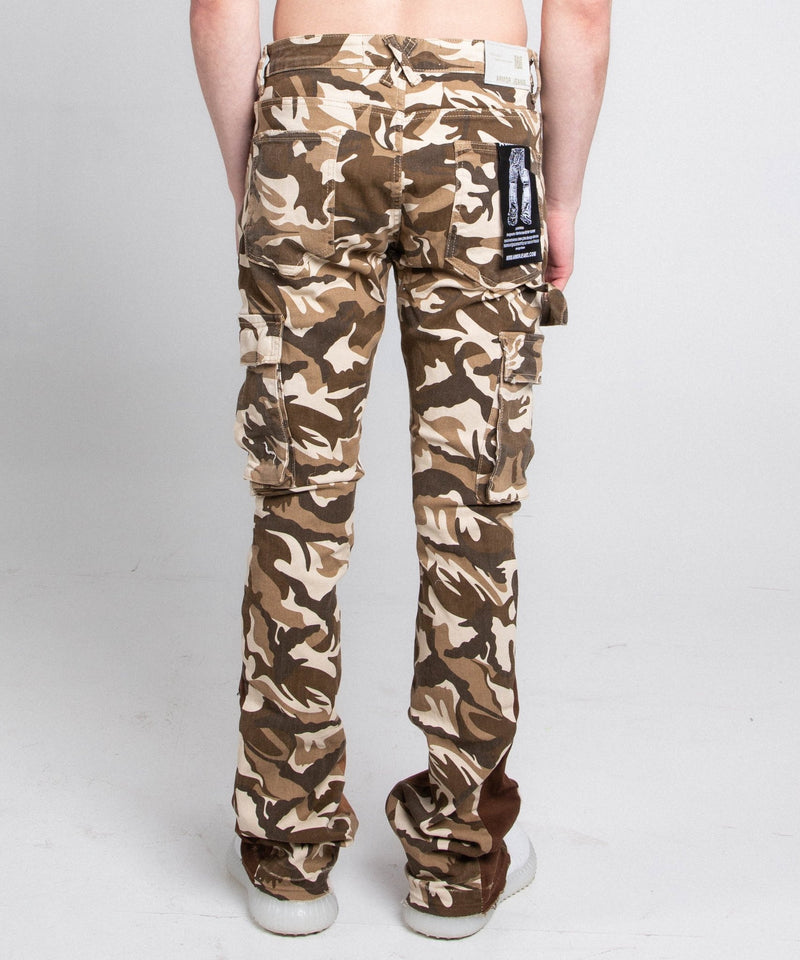 AJS699 - 11 BROWN CAMO STACKED PANTS - Wear with style