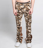 AJS699 - 11 BROWN CAMO STACKED PANTS - Wear with style