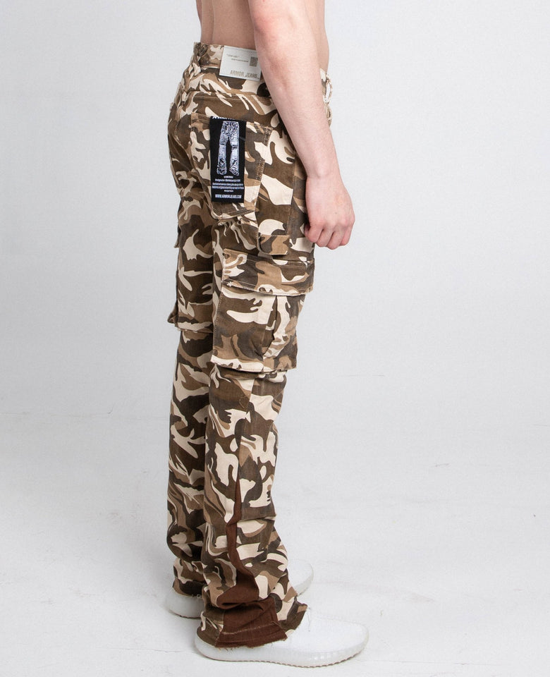 AJS699 - 11 BROWN CAMO STACKED PANTS - Wear with style
