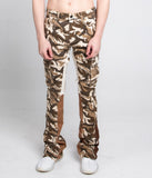 AJS699 - 11 BROWN CAMO STACKED PANTS - Wear with style
