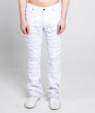 AR704 WHITE FRAYED STACKED JEANS - Wear with style