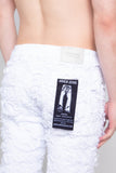 AR704 WHITE FRAYED STACKED JEANS - Wear with style