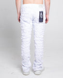 AR704 WHITE FRAYED STACKED JEANS - Wear with style