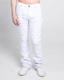 AR704 WHITE FRAYED STACKED JEANS - Wear with style