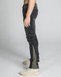 AR711 BLACK/BROWM DISTRESSED STAR STACKED JEANS - Wear with style