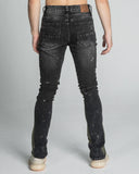 AR711 BLACK/BROWM DISTRESSED STAR STACKED JEANS - Wear with style
