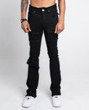 AS405 BLACK DISTRESSED STACKED JEANS - Wear with style