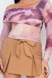 Asymmetric Watercolor Vibe Long Sleeve Mesh Printed Top - Wear with style