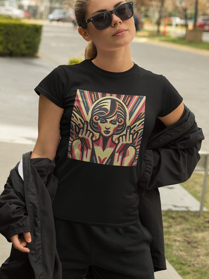 Retro Abstract Middle Fingers Slim Fit Graphic Tee