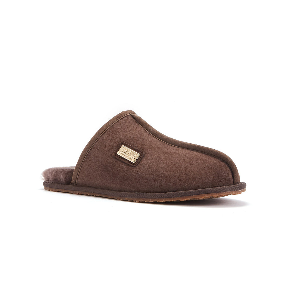 MENS CLOSED MULE BURNT
