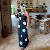 Autumn Winter Polka Dot Casual Slimming Knitted Maxi Dress Bohemian Beach See through Dress Women - Wear with style