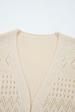 Smoke Gray Hollow Knit Cardigan With Eyelet Cutouts