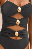 Cutout Ruched Sweetheart : One-Piece Swimwear