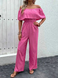 Perfee Off-Shoulder : Wide Leg Jumpsuit