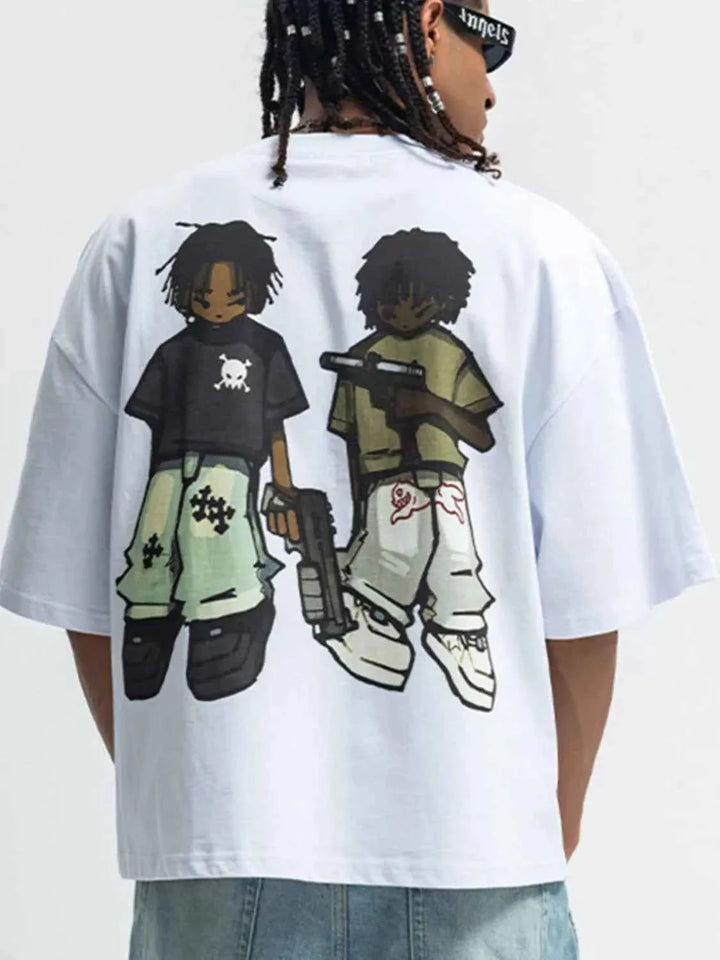 Men's Cartoon Round Neck Half Sleeve T-Shirt