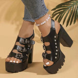 Buckle Platform Block Heels Sandals