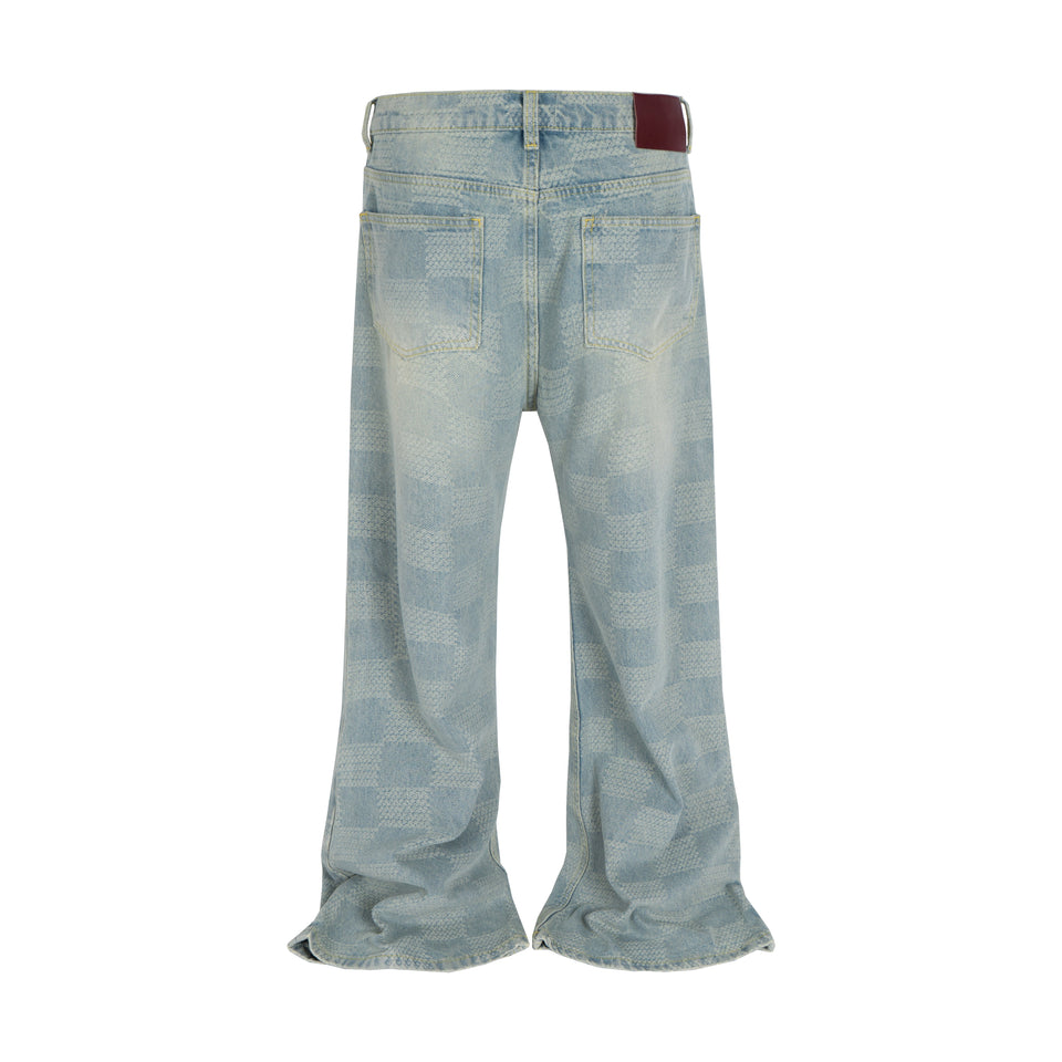 AZUL CHECKERED FLARE DENIM